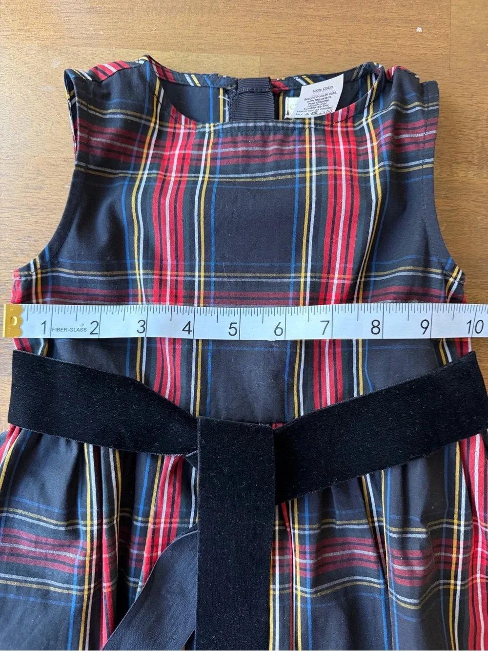Crewcuts Black and Red Plaid Velvet Sash Dress